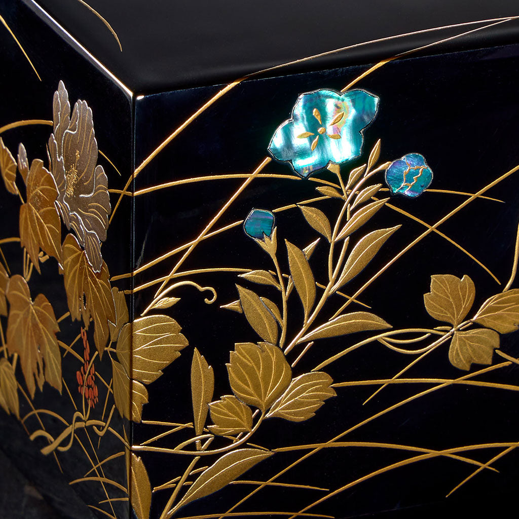 Akikusa-ni-Tsuki two-tiered small jewelry box