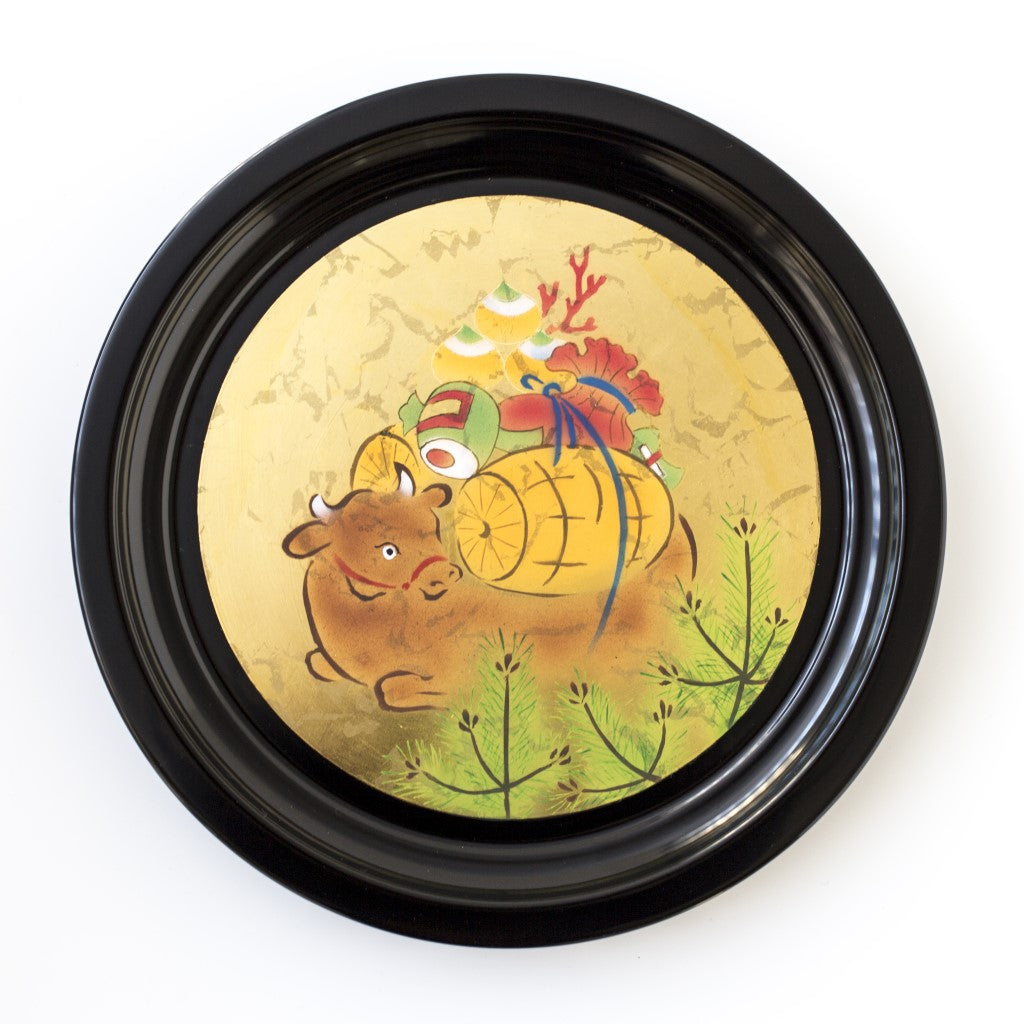 Ox decorative plate & stand