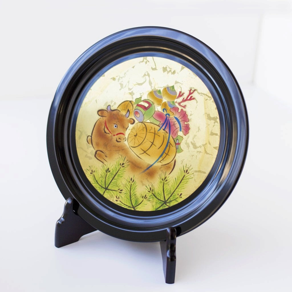 Ox decorative plate & stand