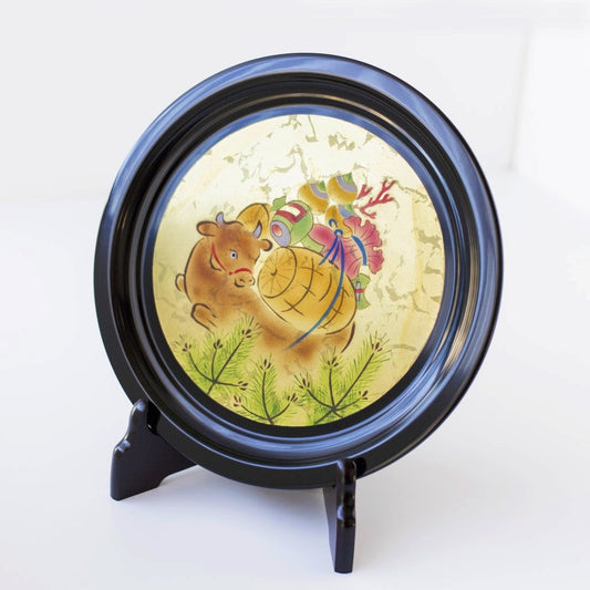 Ox decorative plate & stand