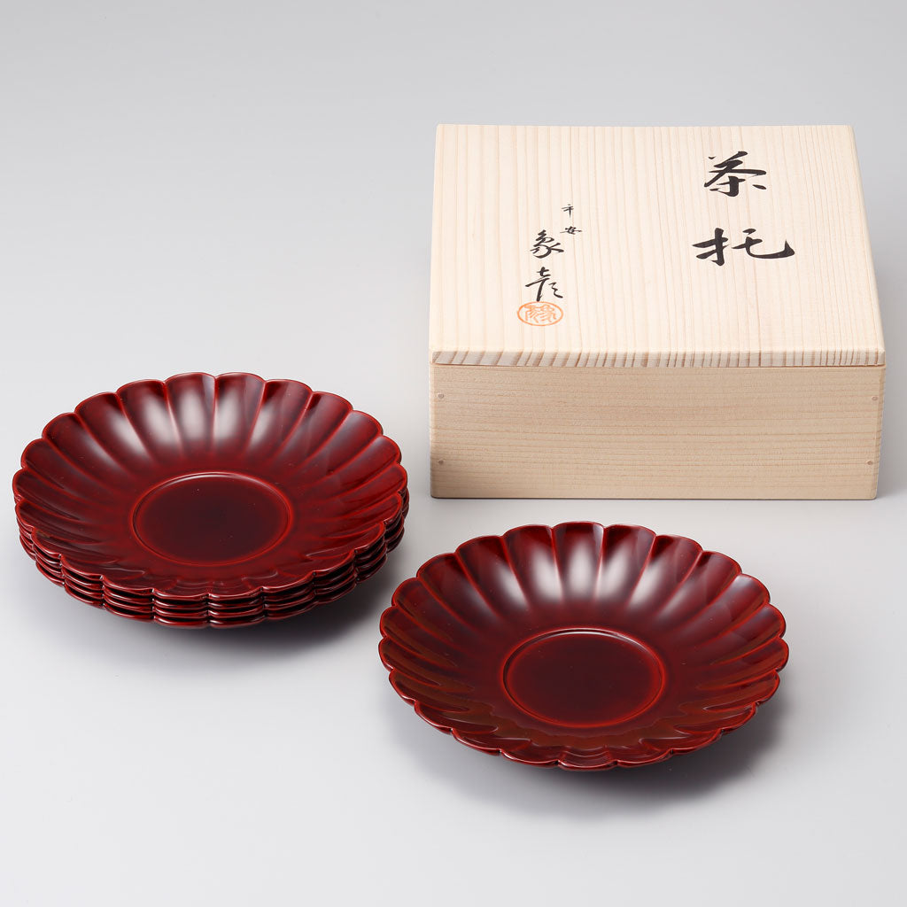 Tame Kikubori tea cup saucer set [5pc]