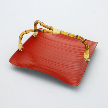 Bamboo handle red plate