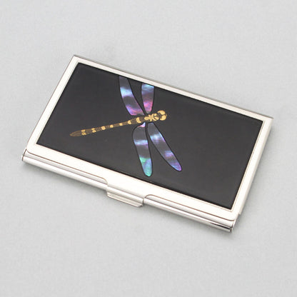 Dragonfly sterling silver business card holder