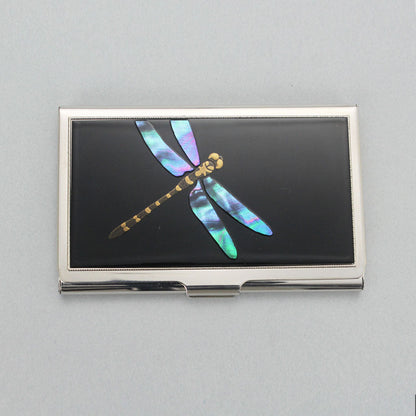 Dragonfly sterling silver business card holder