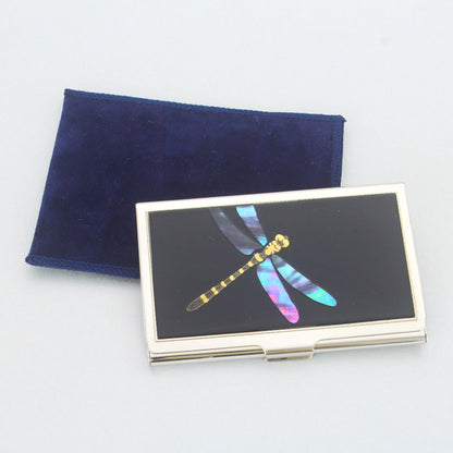 Dragonfly sterling silver business card holder