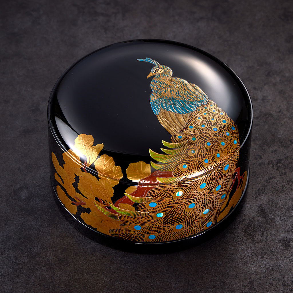 Peacock round decorative box