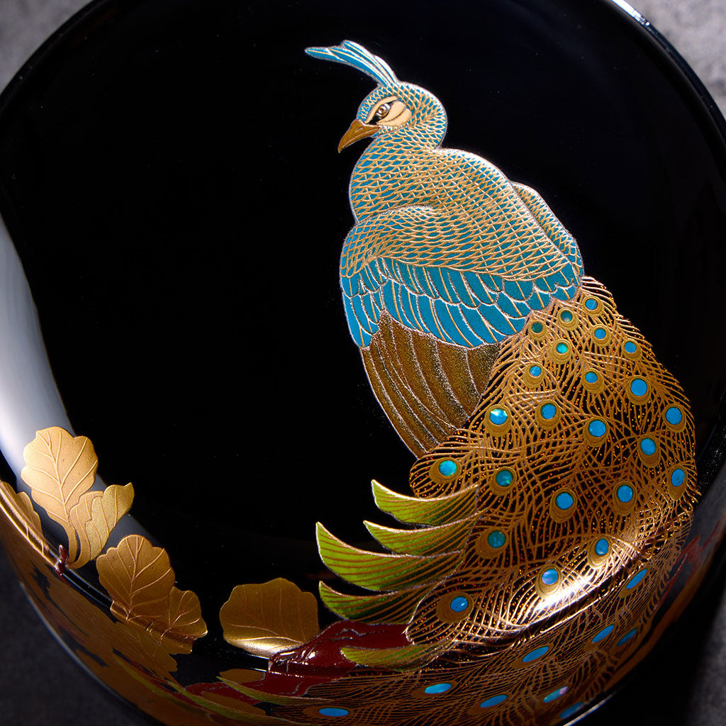 Peacock round decorative box