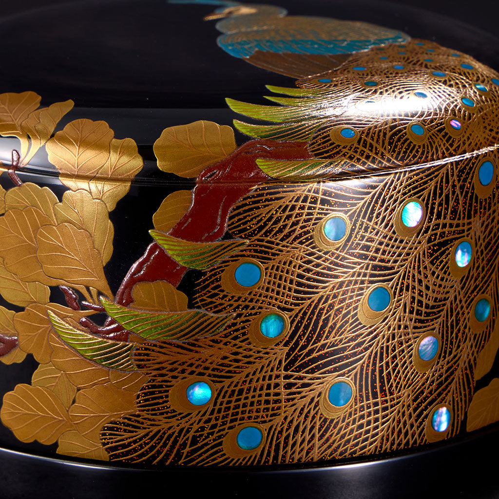 Peacock round decorative box