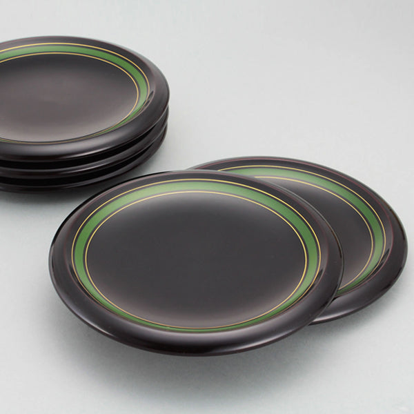 Gold & Green Line plate set [5pc]