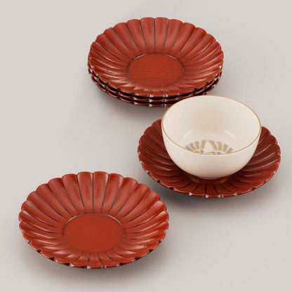 Negoro Kikubori tea cup saucer set [5pc]