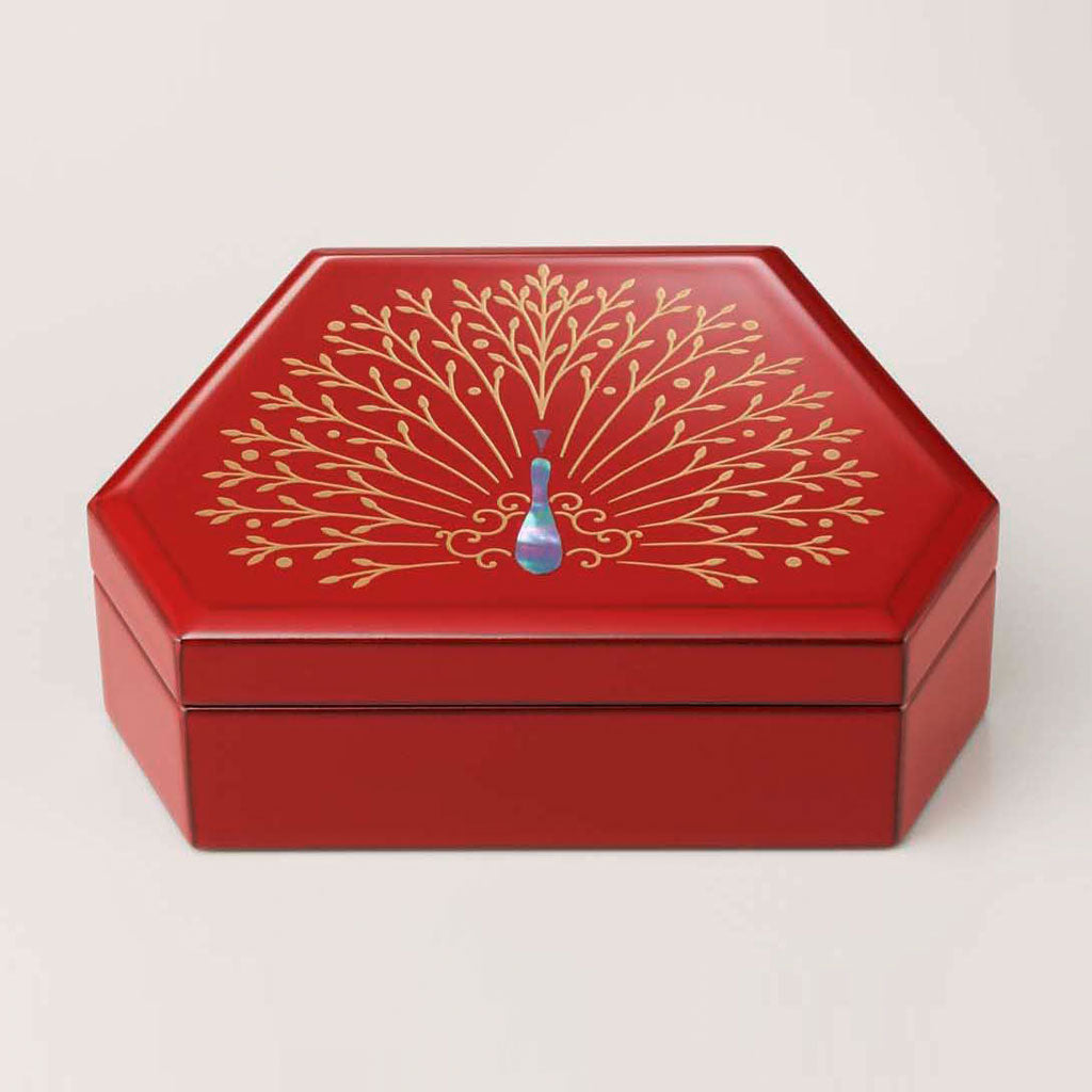 Peacock hexagonal jewelry box