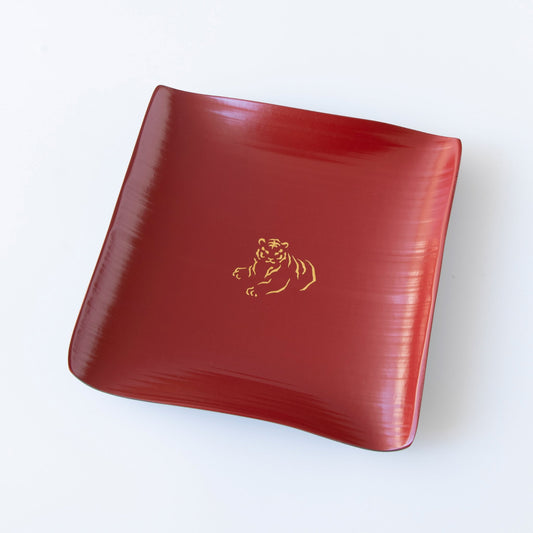 Tiger red bamboo plate