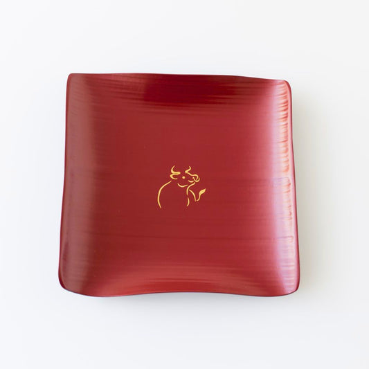 Ox red bamboo plate