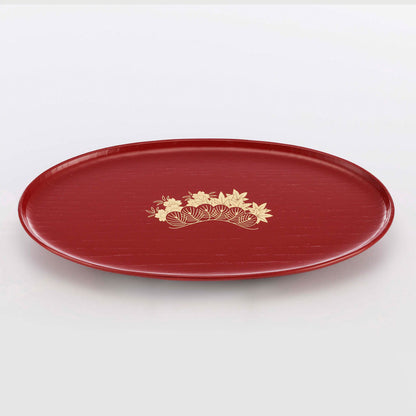 Unkinmatsu red oval plate