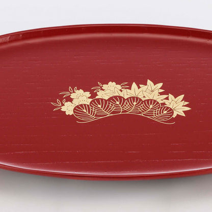 Unkinmatsu red oval plate