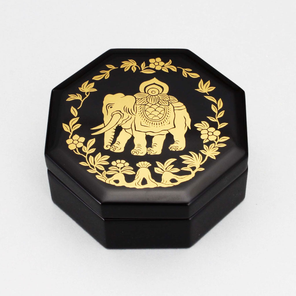 Elephant black octagonal box