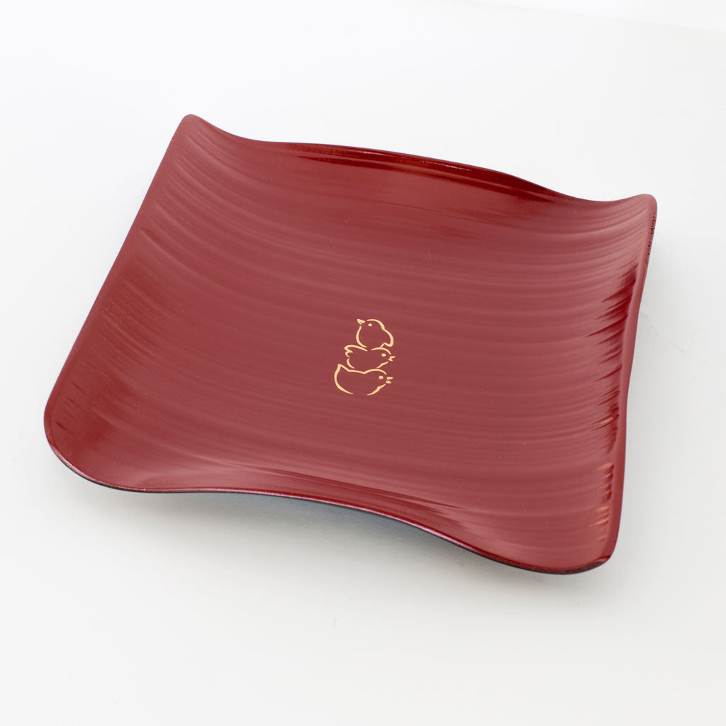 Chick red bamboo plate