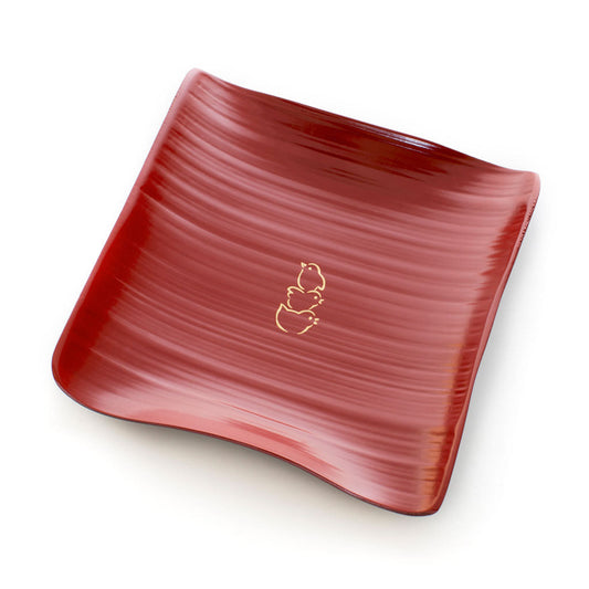 Chick red bamboo plate