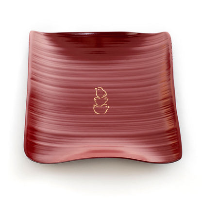 Chick red bamboo plate