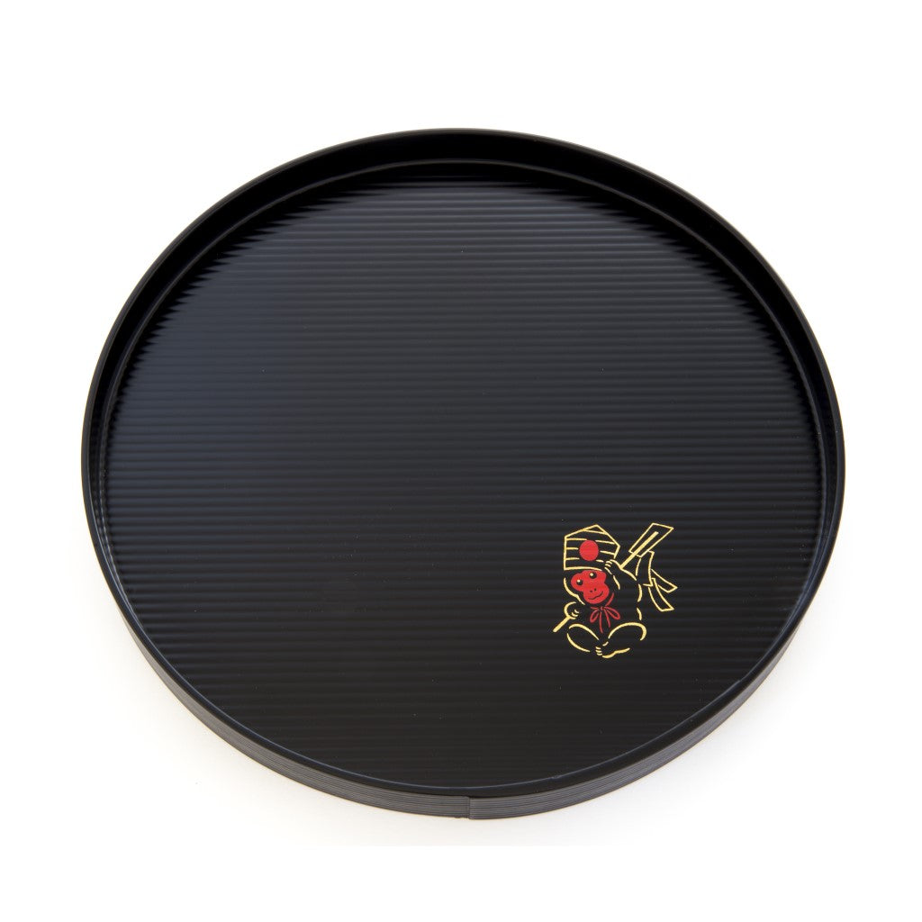 Monkey black round tray