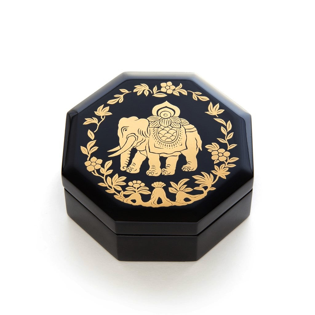 Elephant black octagonal box