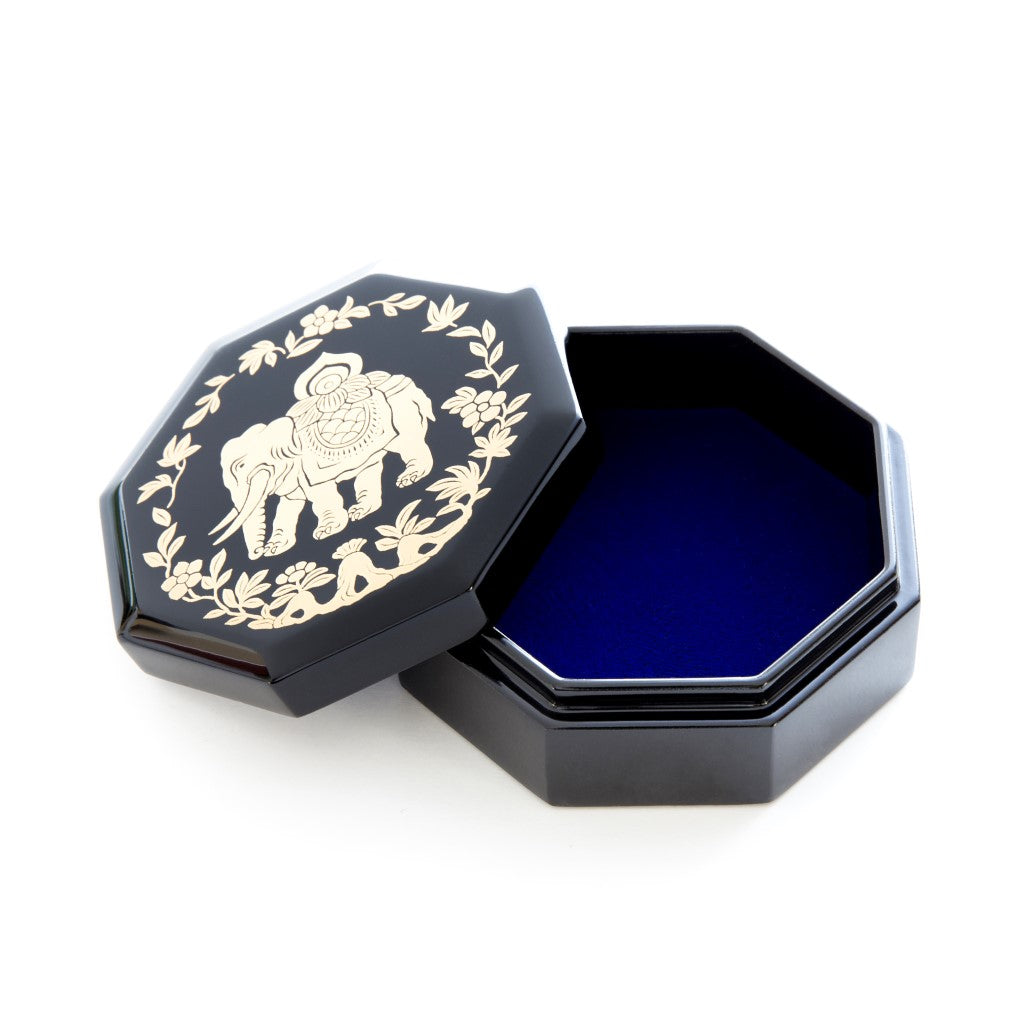 Elephant black octagonal box