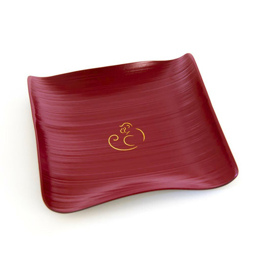 Monkey red bamboo plate
